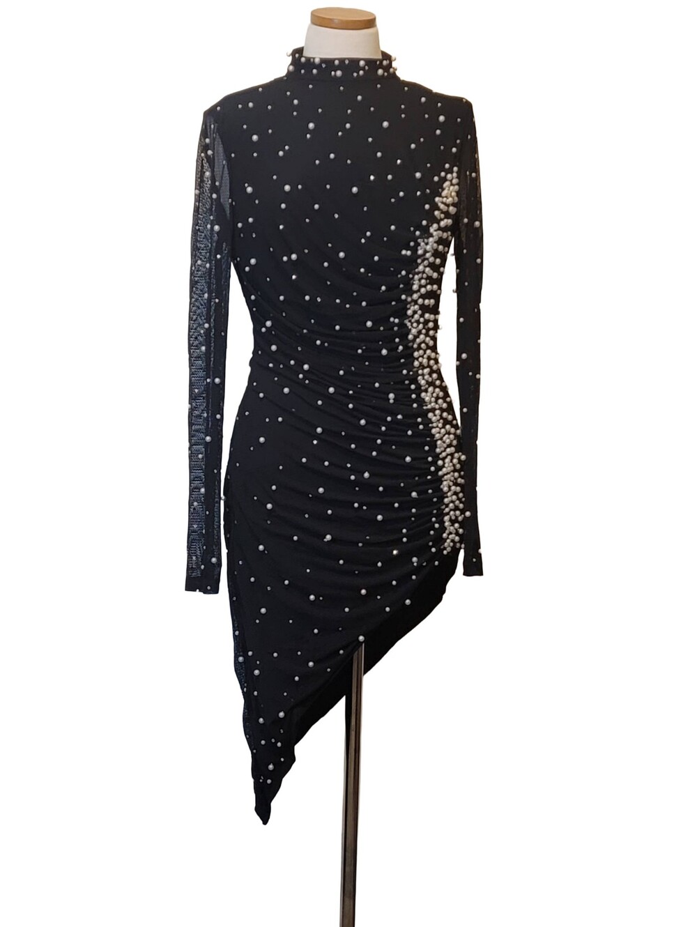 Banjul Sheer Pearl Embelleshed Beaded Date Night Ladies Night Out Party Dress